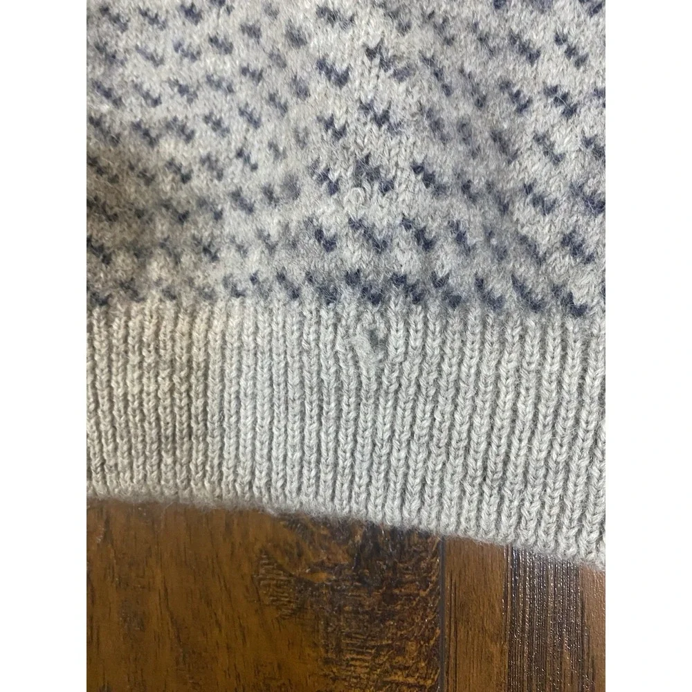 Nordstrom Vintage Wool Sweater Mens Large Birdseye Knit Crewneck Oatmeal Navy